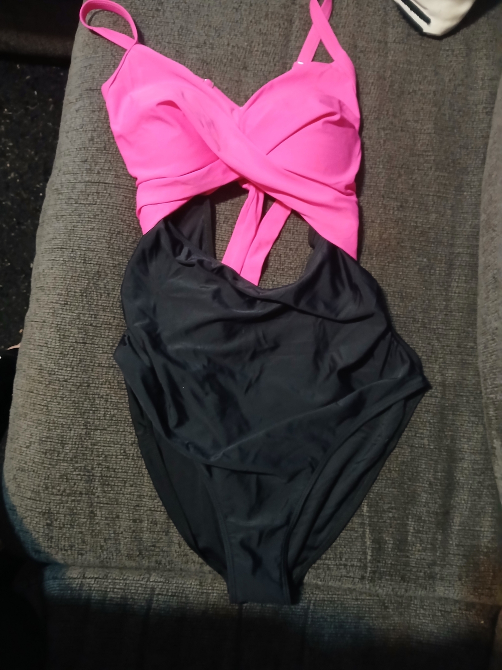 Hot Pink and Black One-Piece Swimsuit